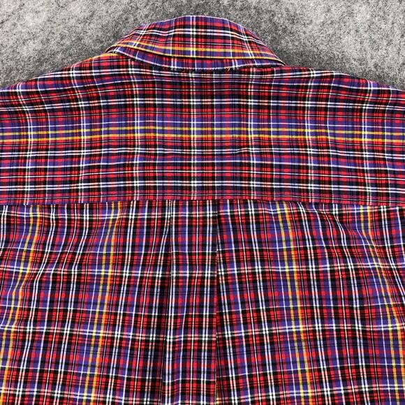 Cinch Mens Button Down Shirt Large Red Multicolor Plaid Short Sleeve Pocket - Picture 7 of 10